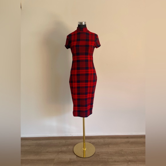 Tartan midi turtle neck dress - Picture 2 of 8